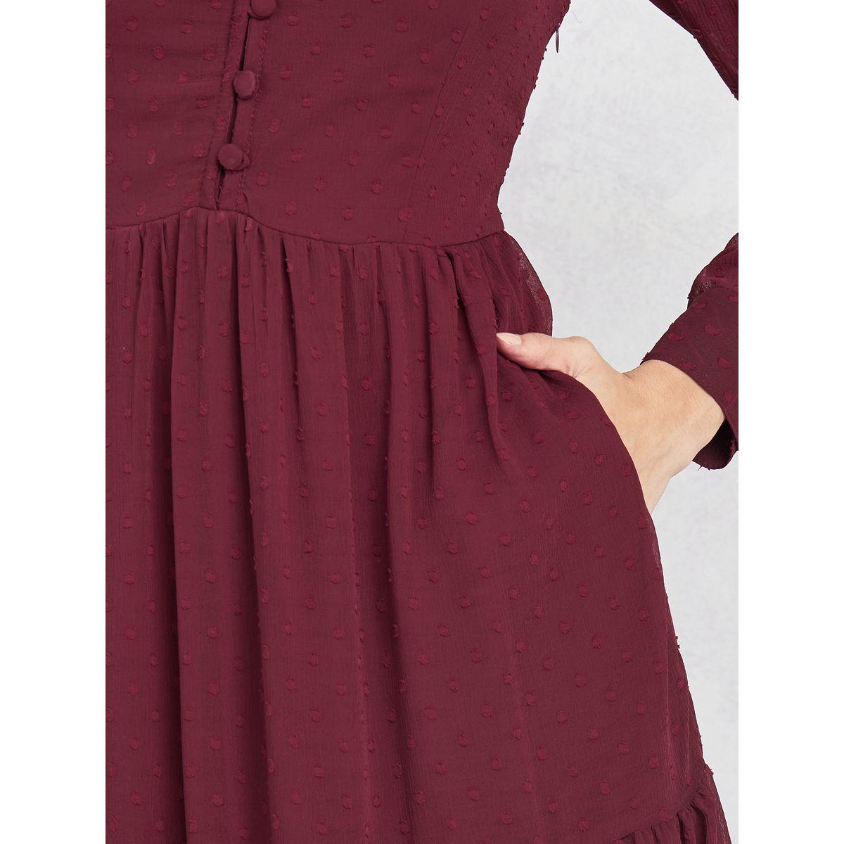 Styli Dobby Collared Tiered Maxi Dress with Pocket Detail-women-clothing-dresses-image-3
