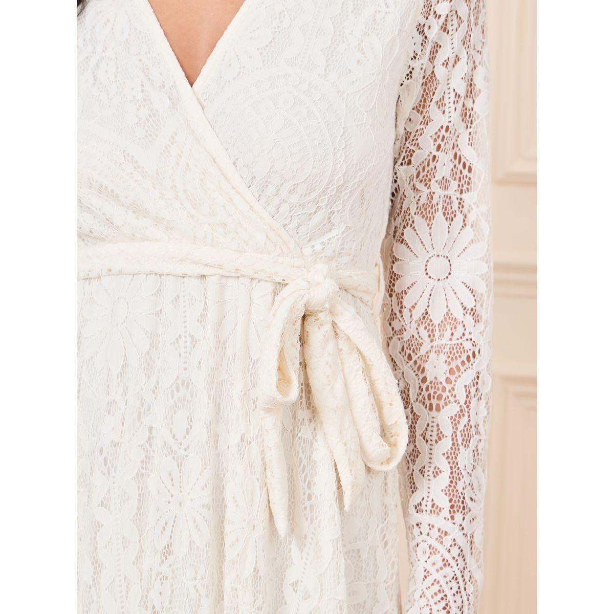 Styli All Over Lace A-Line Midi Dress with Tie Up Belt-women-clothing-dresses-image-3