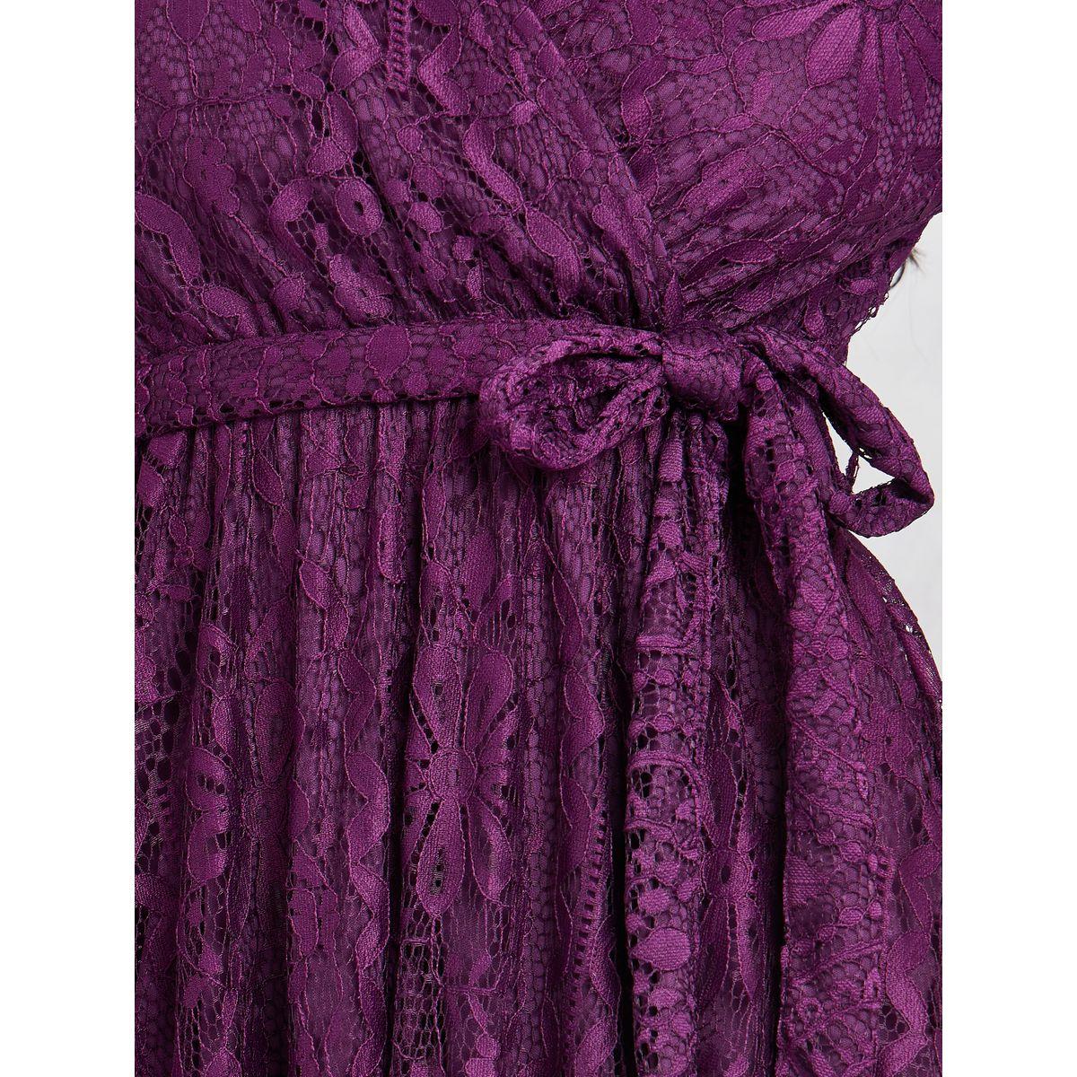 Styli All Over Lace A-Line Midi Dress with Tie Up Belt-women-clothing-dresses-image-3