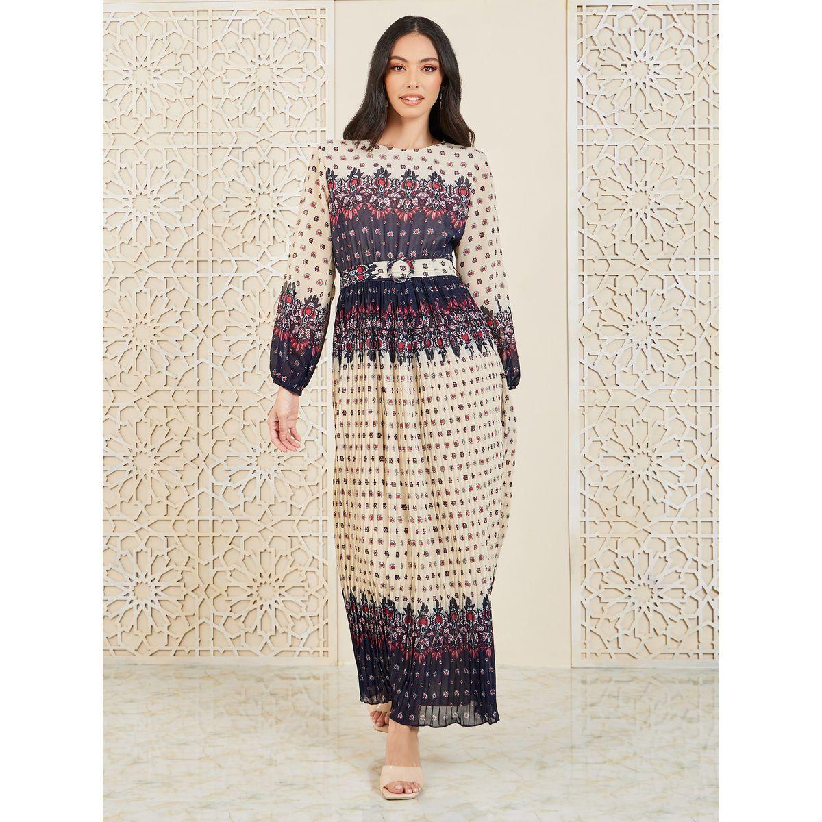 Styli AOP Belted A-Line Maxi Dress-women-clothing-dresses-image-1