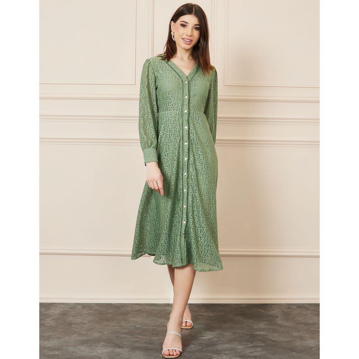 Styli All Over Lace A-Line Midi Shirt Dress-women-clothing-dresses-image-1