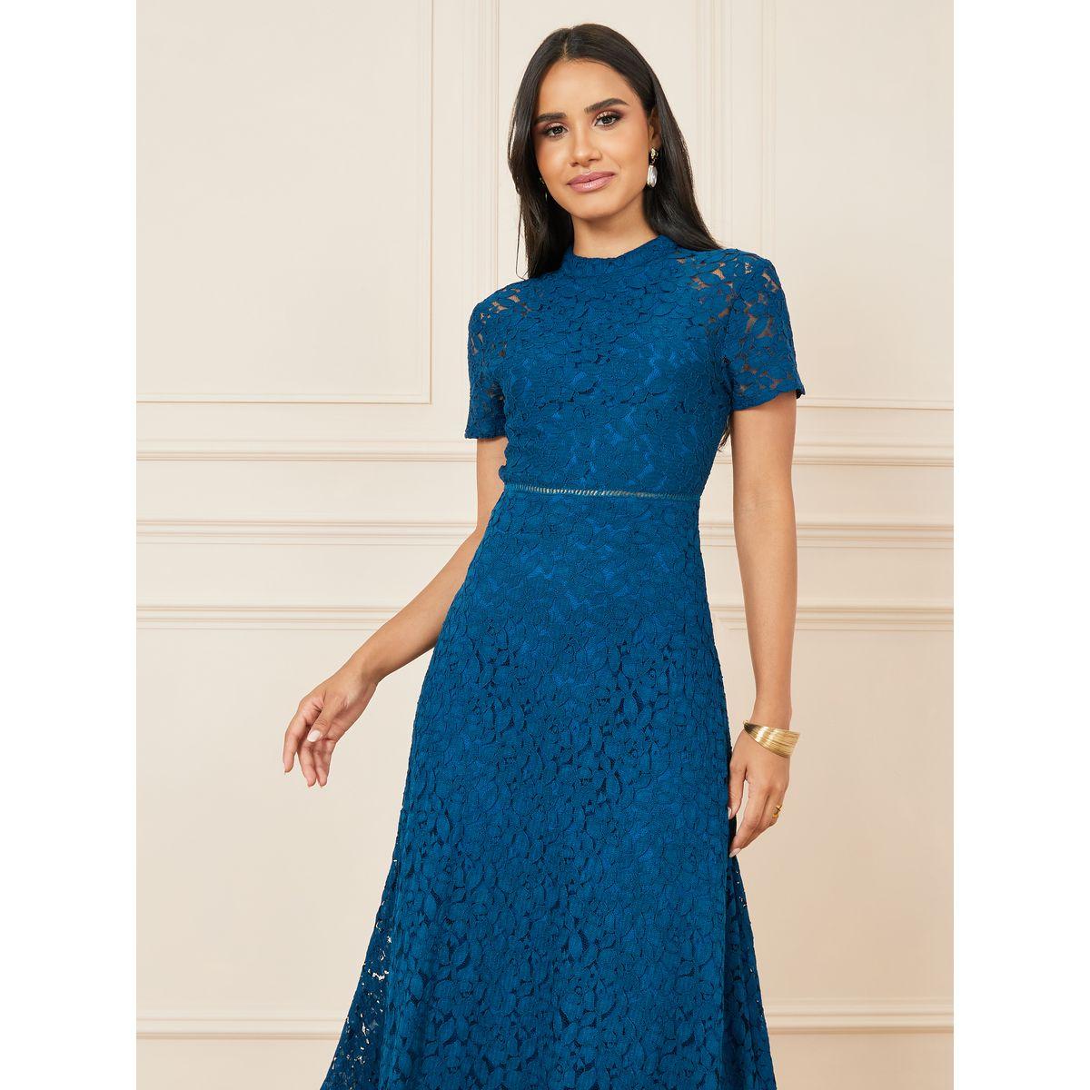 Styli All Over Lace High Neck A-Line Midi Dress-women-clothing-dresses-image-2