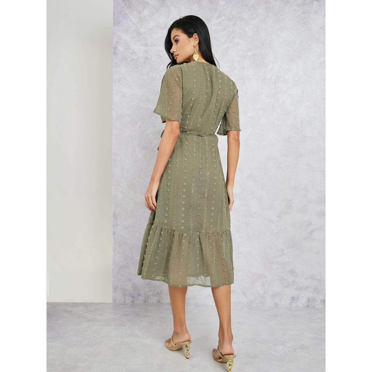 Styli Swiss Dot Ruffle Hem Wrap Midi Dress-women-clothing-dresses-image-4