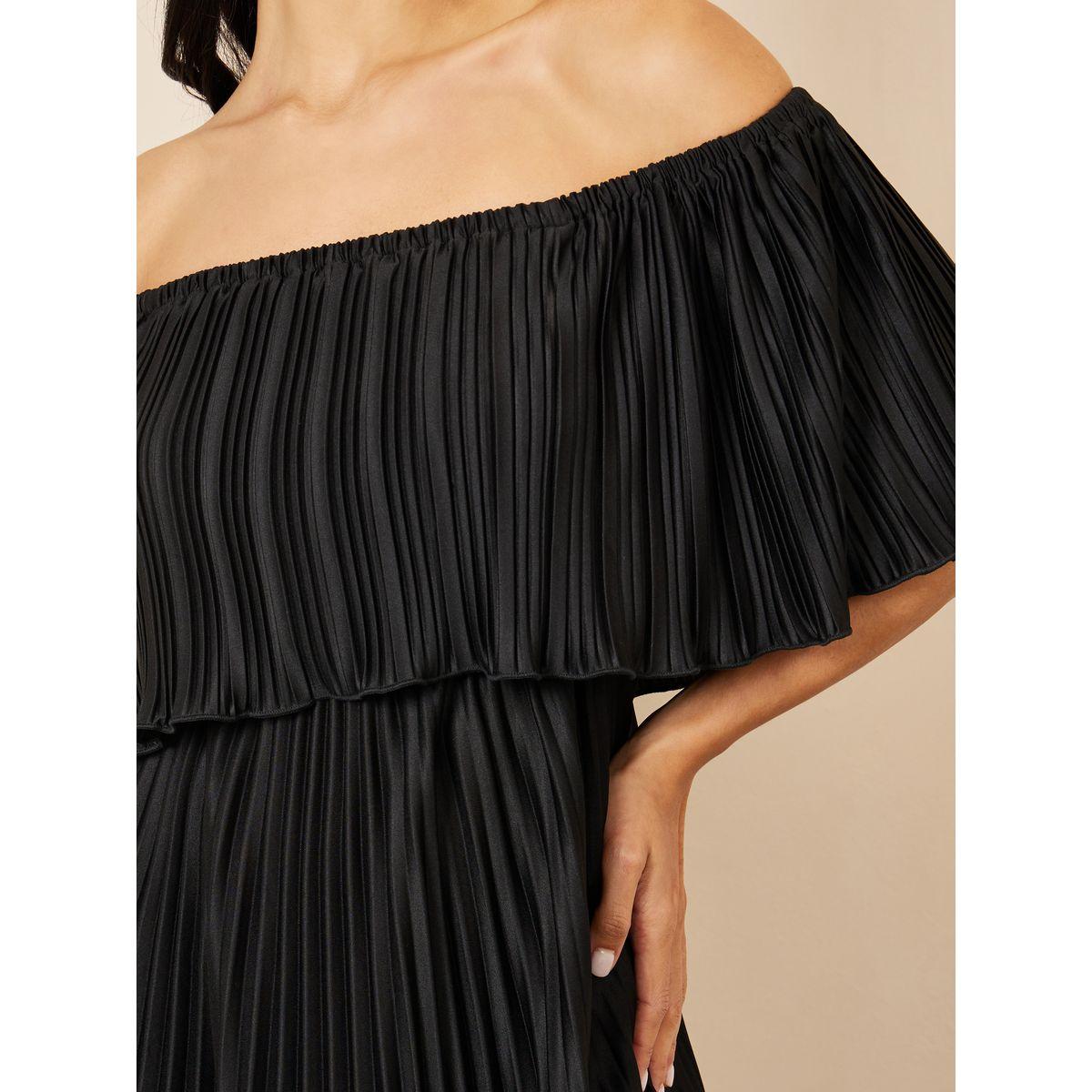 فستان طويل بكسرات واكتاف مكشوفة-women-clothing-dresses-image-3