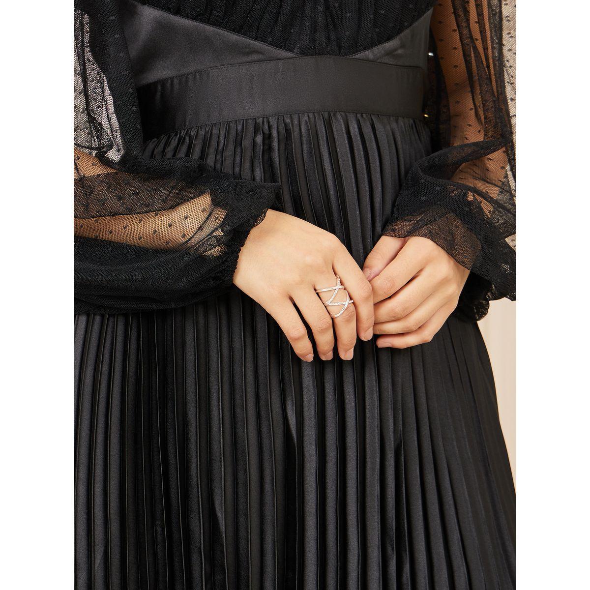 فستان ساتان طويل بكسرات وتفاصيل شبكية-women-clothing-dresses-image-3