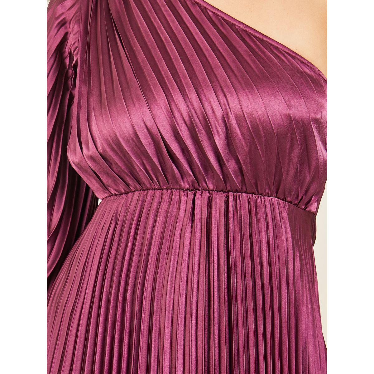 Styli Accordion Pleat One Shoulder Neck Maxi A-Line Dress-women-clothing-dresses-image-3