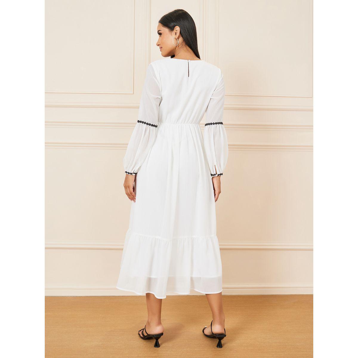 Styli Contrast Embroidered Long Sleeves Tiered Midi Dress-women-clothing-dresses-image-3