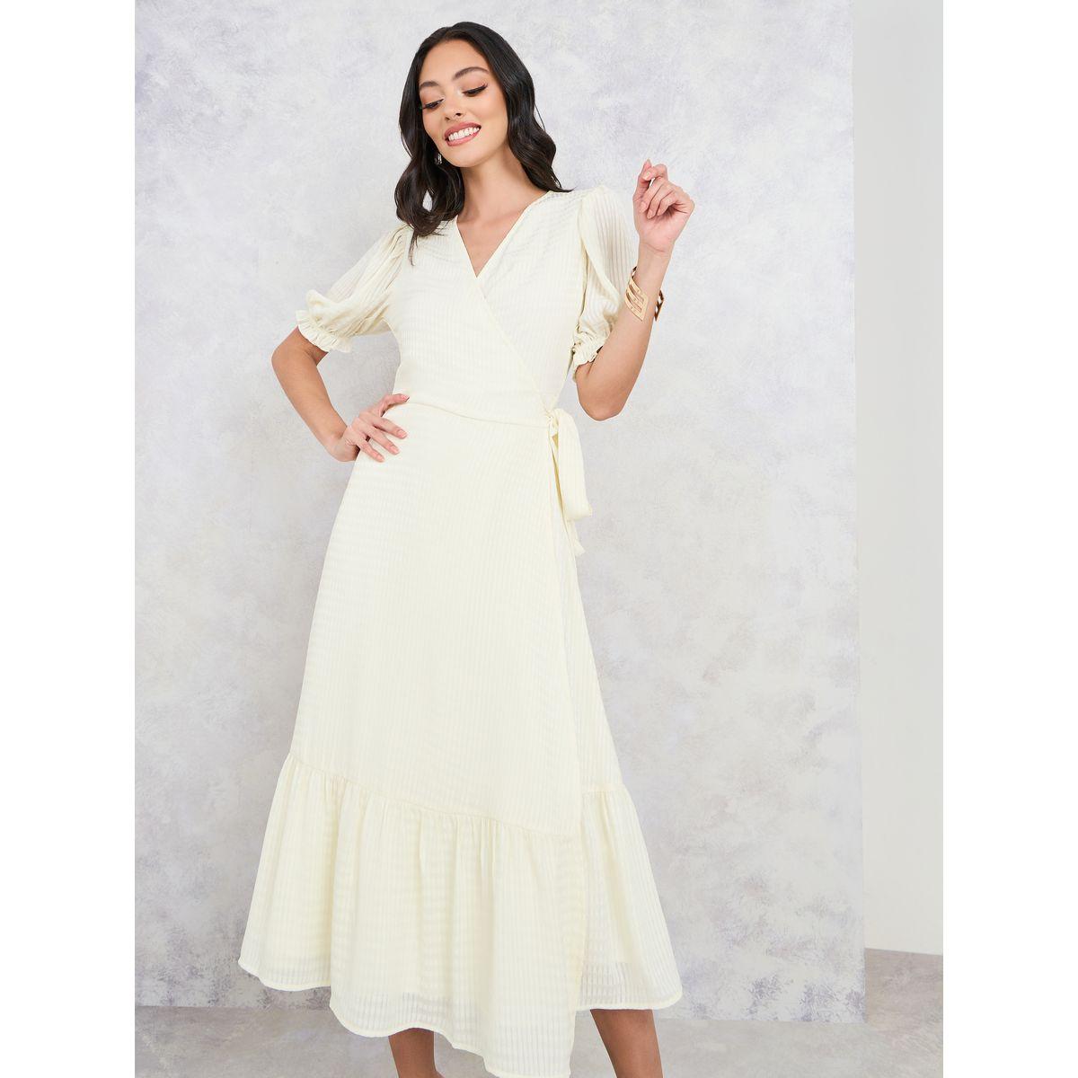 Styli Puff Sleeves Tiered Wrap Midi Dress-women-clothing-dresses-image-1