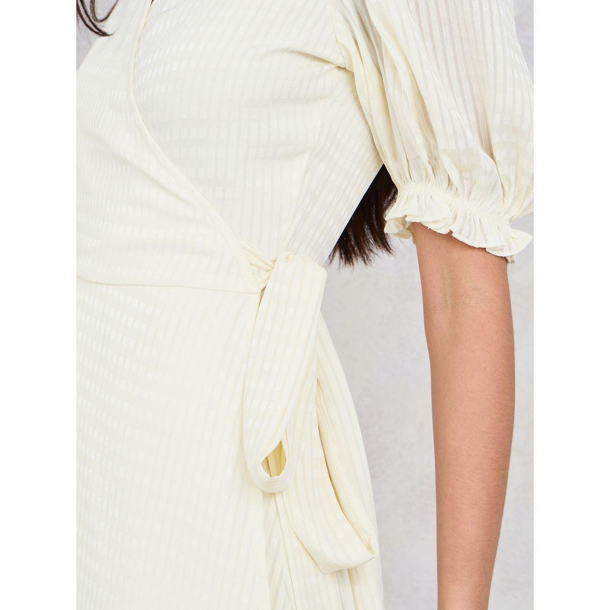 فستان ميدي بنمط لف واكمام منفوخة-women-clothing-dresses-image-3