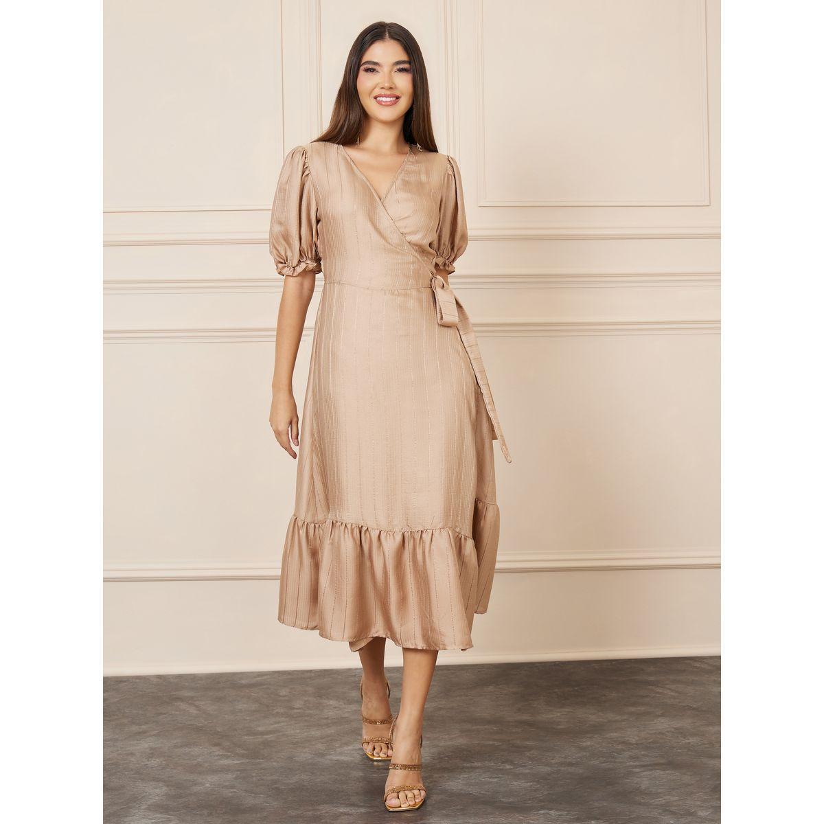 Styli Lurex Striped Ruffle Hem Wrap Midi Dress-women-clothing-dresses-image-1