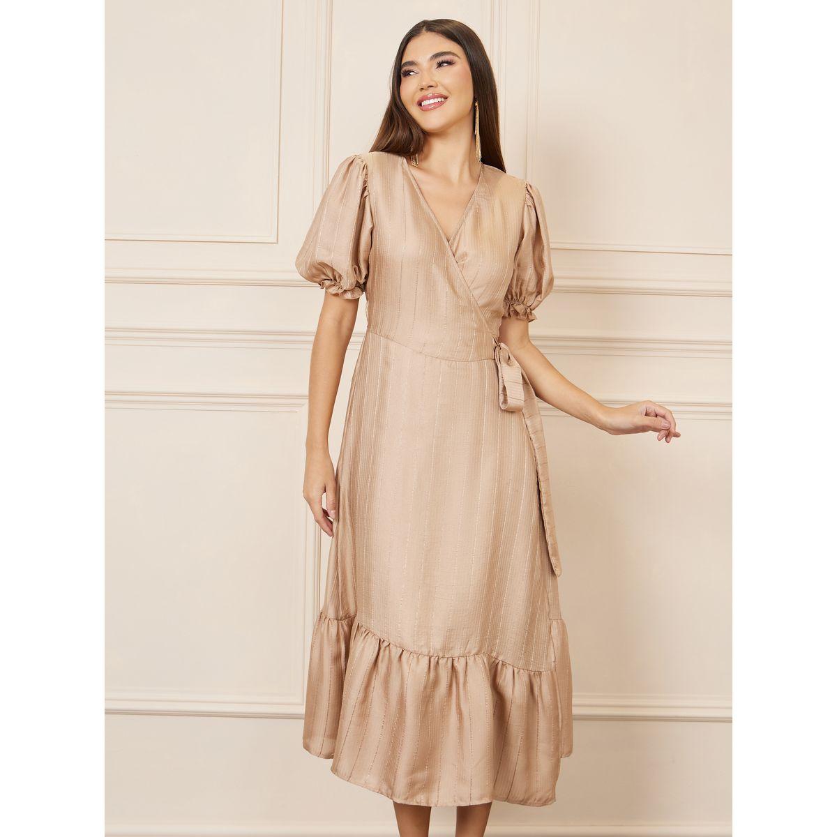 Styli Lurex Striped Ruffle Hem Wrap Midi Dress-women-clothing-dresses-image-2