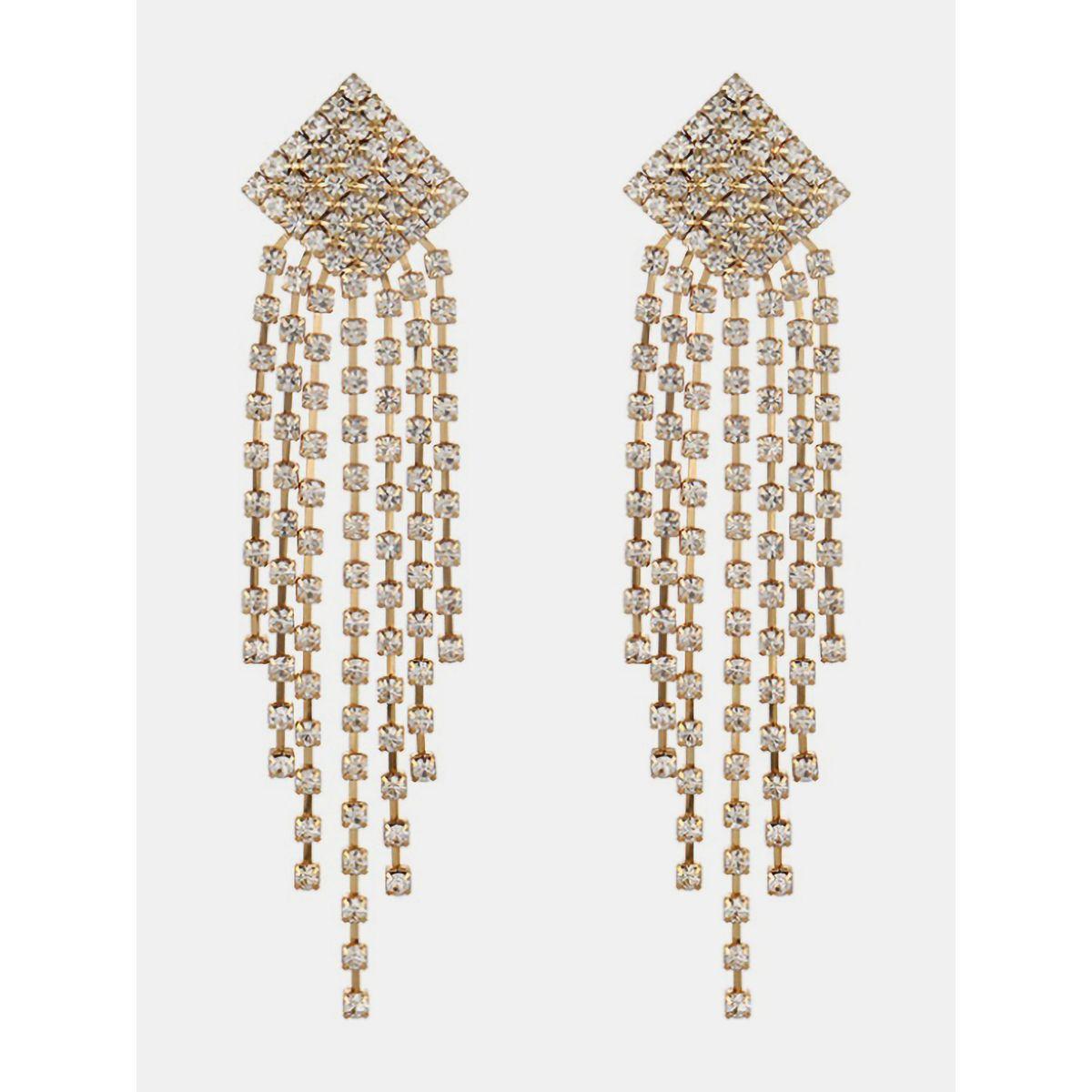 Styli Embellished Tassel Drop Earrings-women-watchesandjewellery-jewellery-earrings-image-1