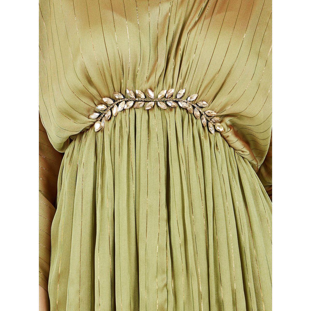 فستان طويل بخطوط نسيج لوريكس وكسرات-women-clothing-dresses-image-3