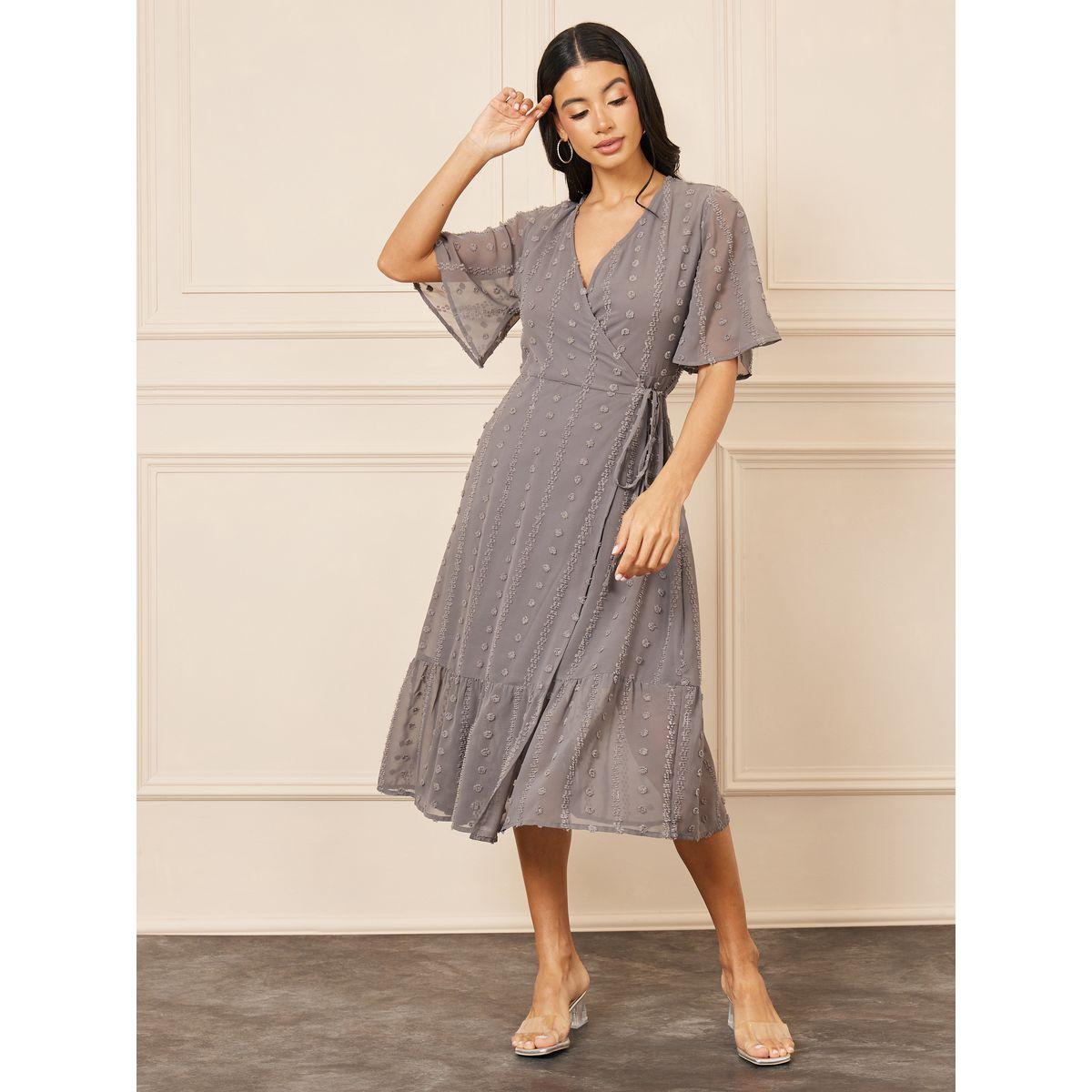 Styli Swiss Dobby A-Line Wrap Midi Dress-women-clothing-dresses-image-1