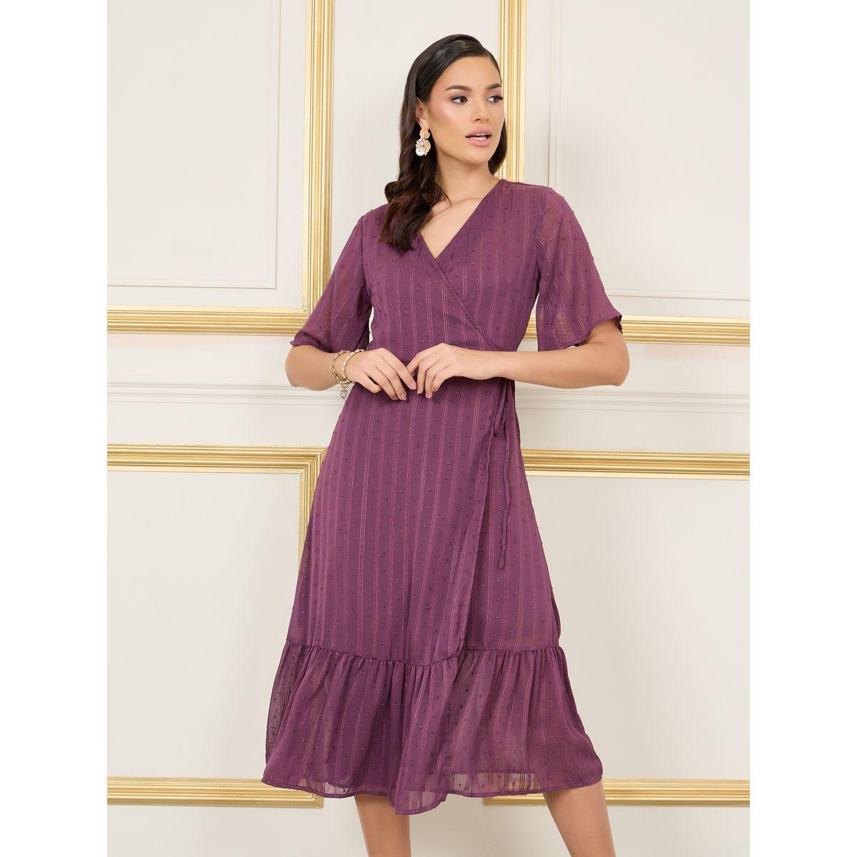 Styli Dobby Striped A-Line Wrap Midi Dress-women-clothing-dresses-image-2