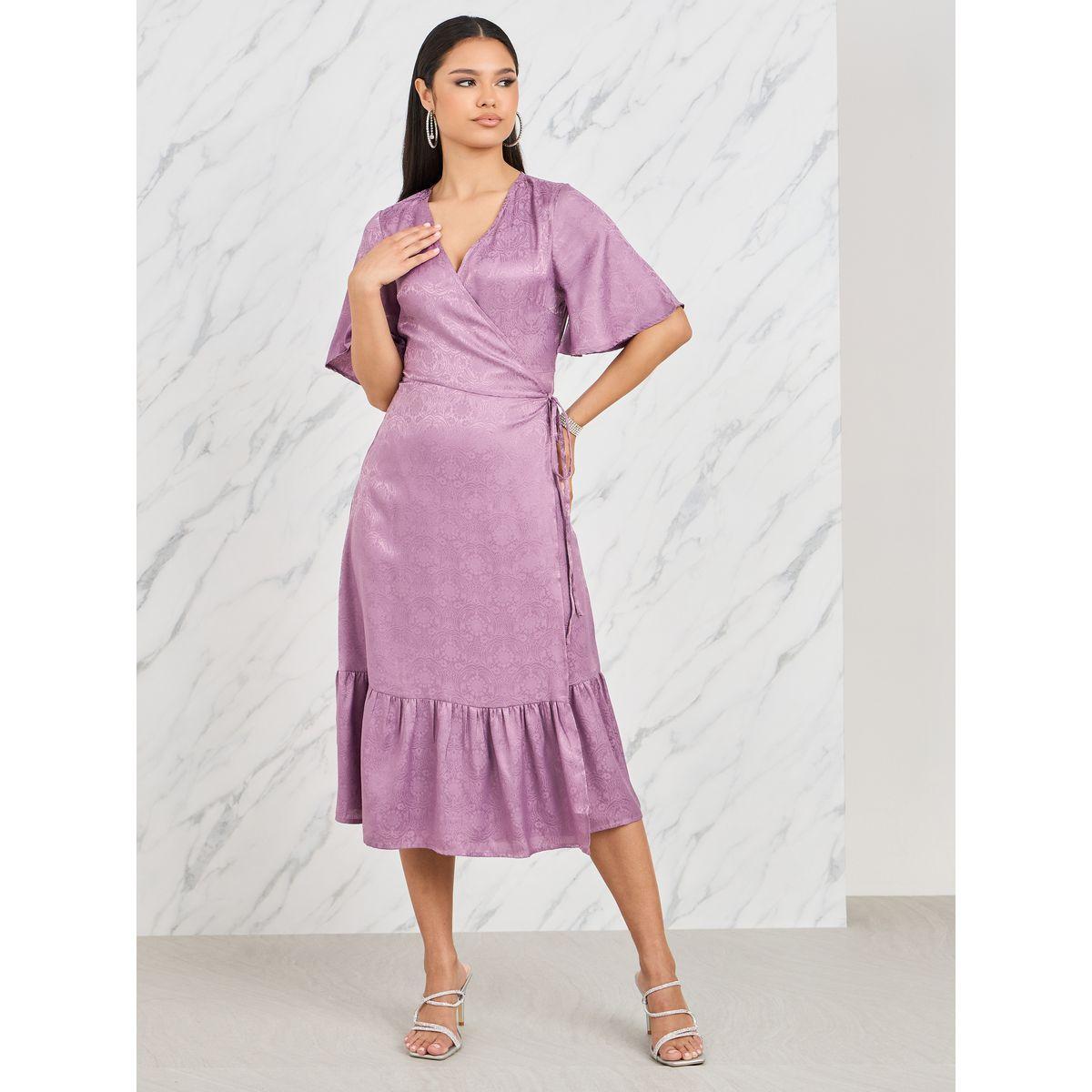 فستان ميدي بطبعة جاكار ونمط لف-women-clothing-dresses-image-1