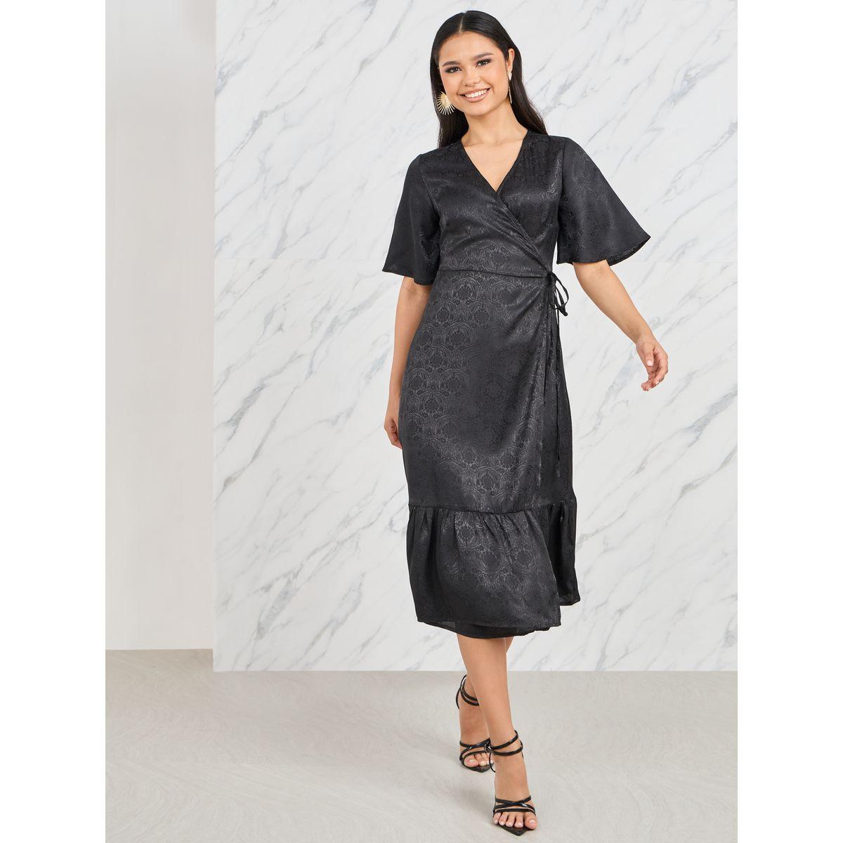 فستان ميدي بطبعة جاكار ونمط لف-women-clothing-dresses-image-1