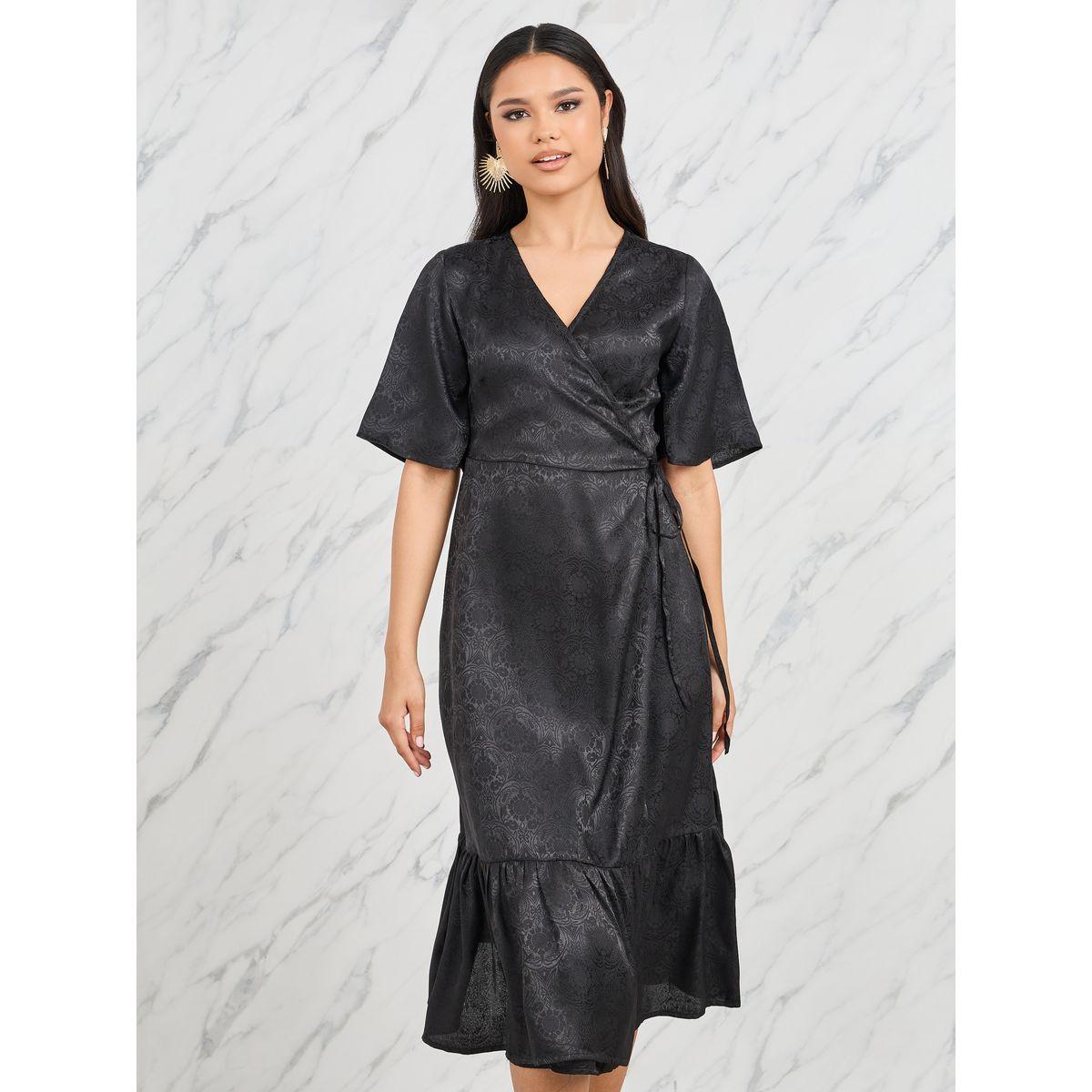 فستان ميدي بطبعة جاكار ونمط لف-women-clothing-dresses-image-2