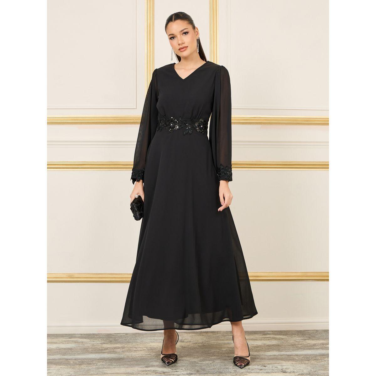 فستان طويل باكمام بنمط جرس-women-clothing-dresses-image-1