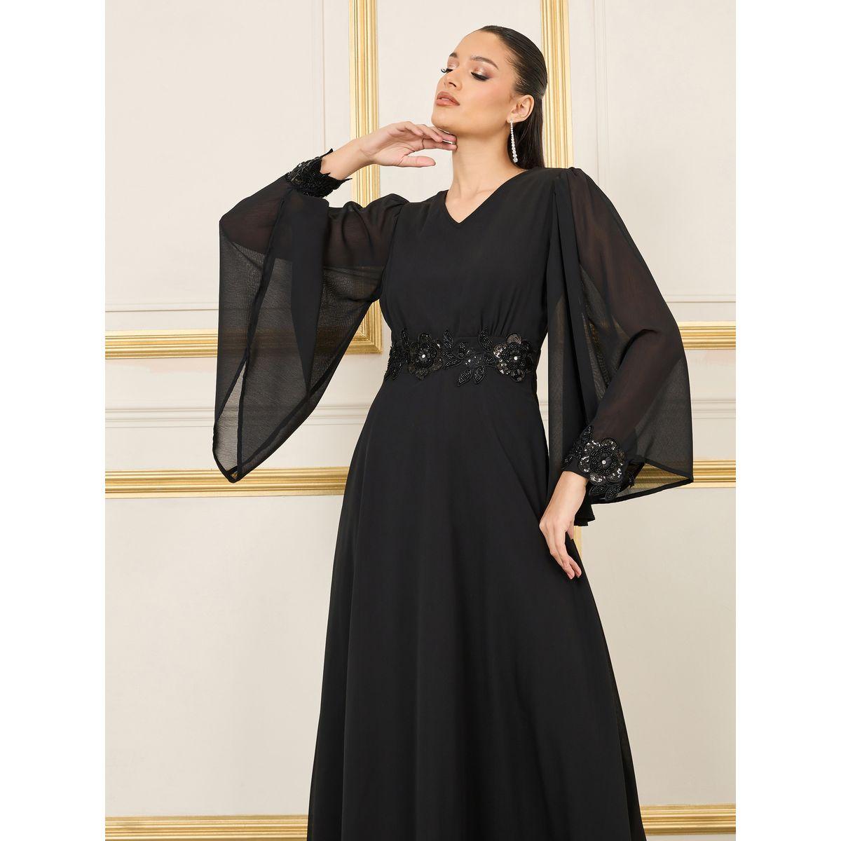فستان طويل باكمام بنمط جرس-women-clothing-dresses-image-2