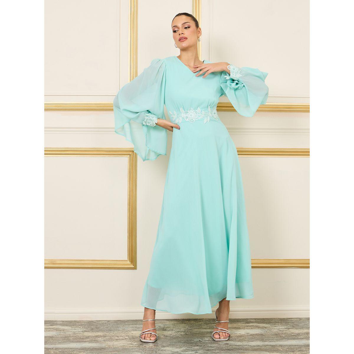 فستان طويل بحافة واسعة واكمام جرس-women-clothing-dresses-image-1