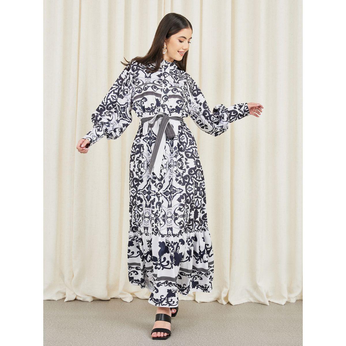 Styli Bohemian Print Self Tie Up Shirt Maxi Dress-women-clothing-dresses-image-1