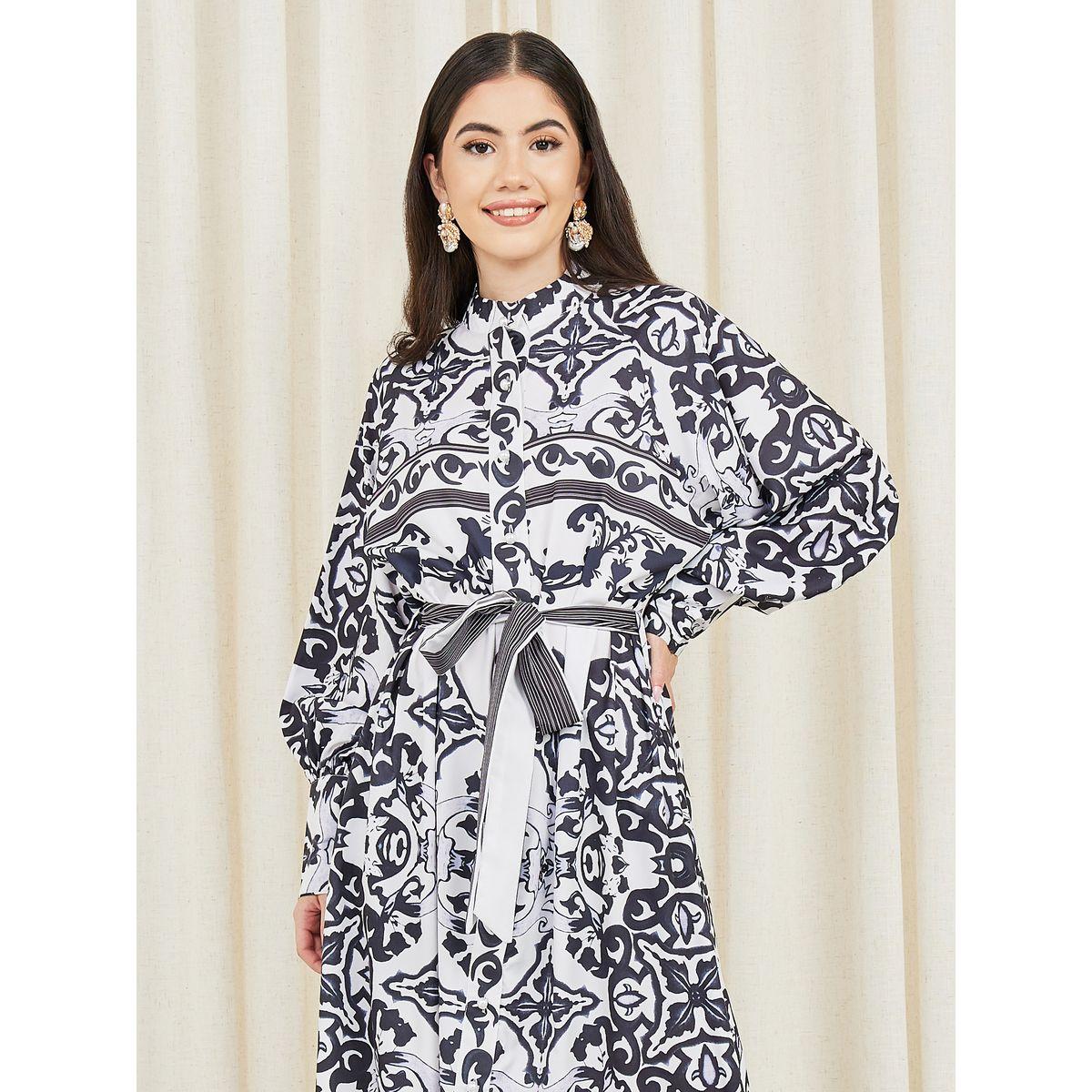 فستان طويل بطبعة بوهيمية ورباط خصر-women-clothing-dresses-image-2
