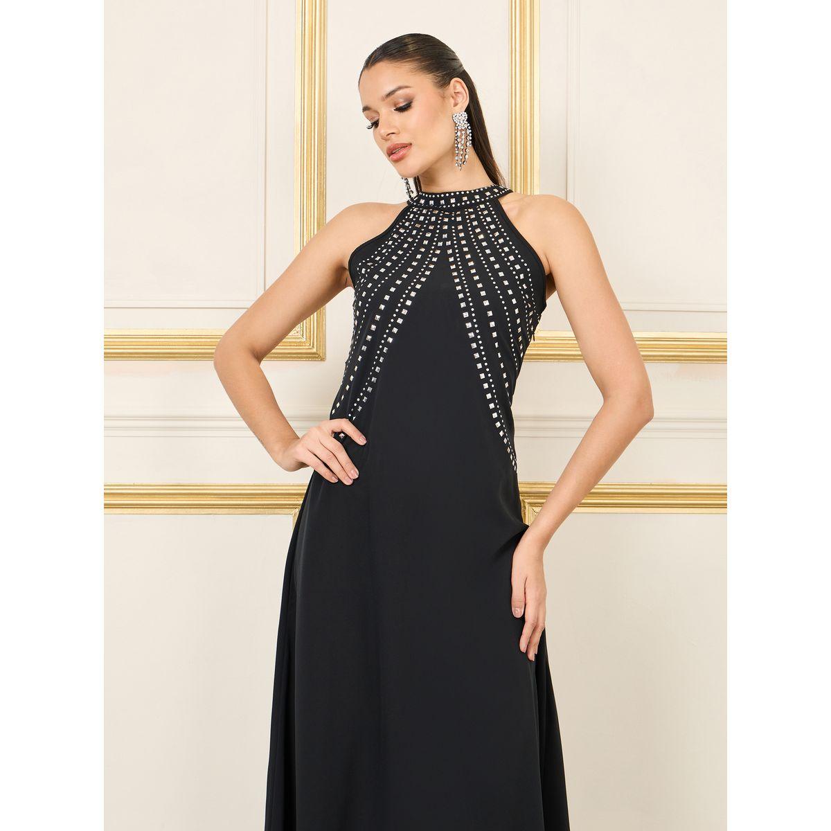 Styli Embellished Halter Neck Sheath Maxi Dress-women-clothing-dresses-image-2