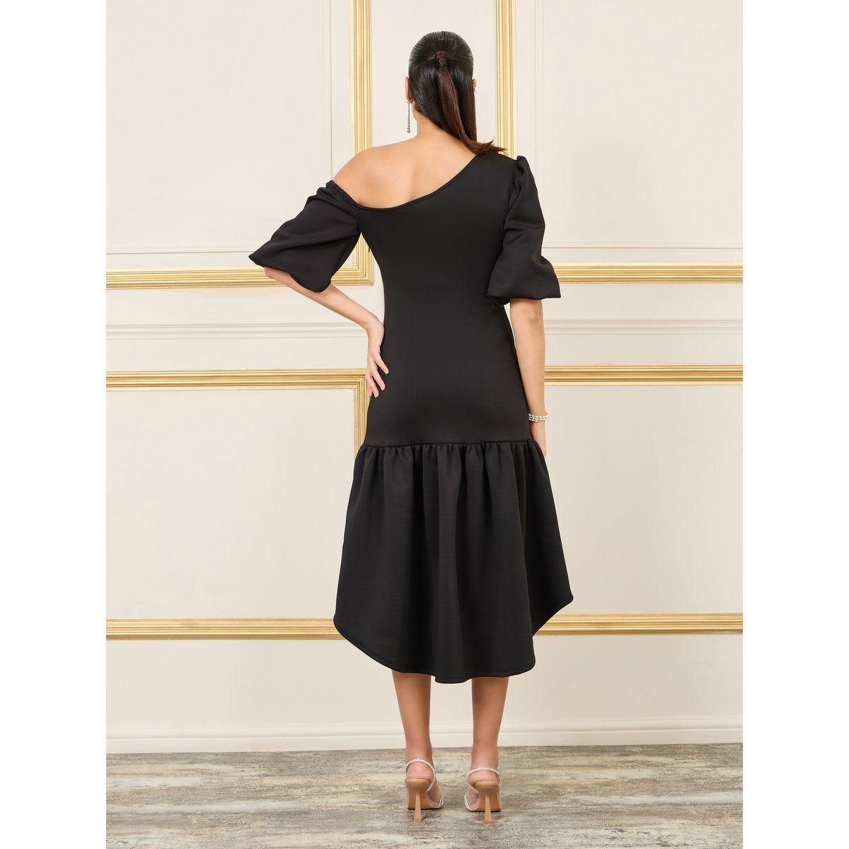Styli Embellished Neck One Shoulder Neck Midi Dress-women-clothing-dresses-image-4