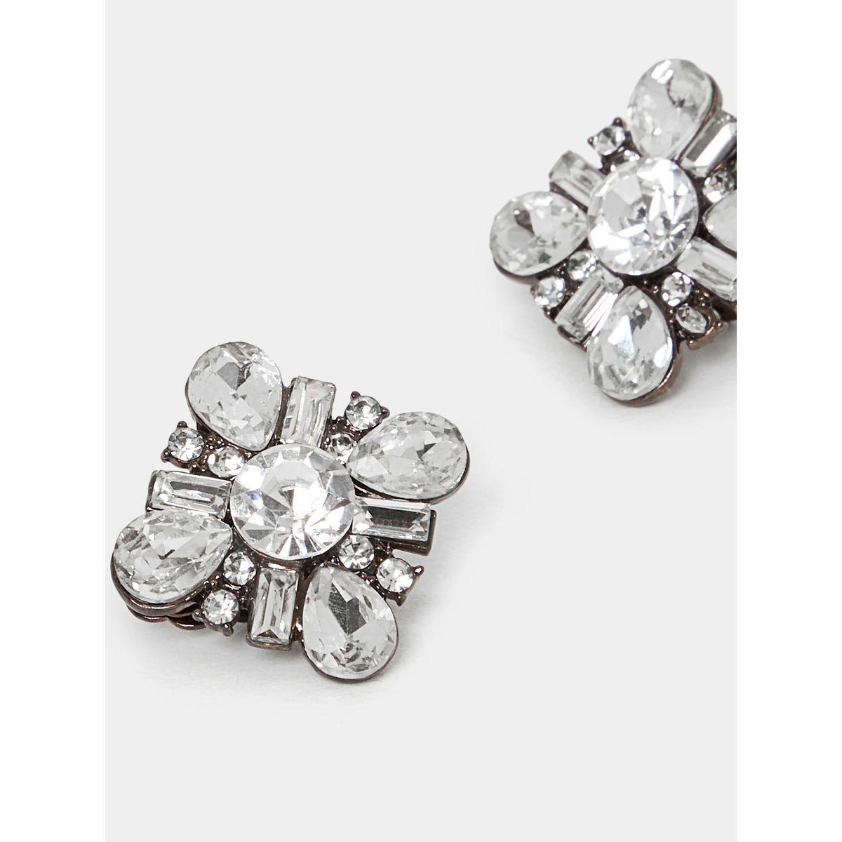 Styli Embellished Faux Crystal Stud Earrings-women-watchesandjewellery-jewellery-earrings-image-1