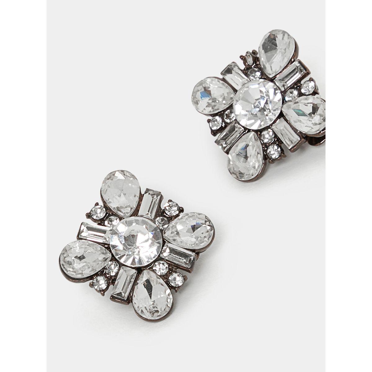 Styli Embellished Faux Crystal Stud Earrings-women-watchesandjewellery-jewellery-earrings-image-2