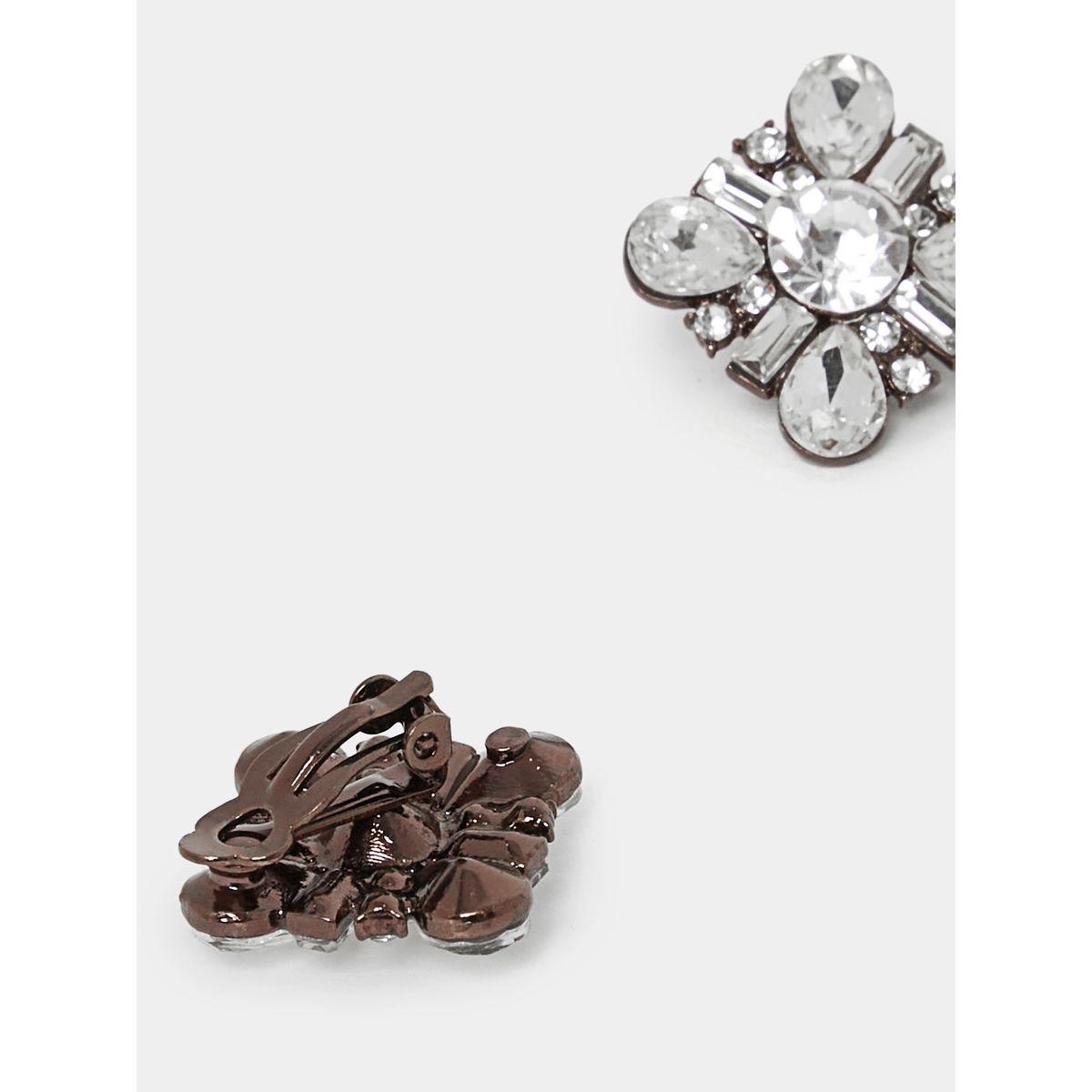 Styli Embellished Faux Crystal Stud Earrings-women-watchesandjewellery-jewellery-earrings-image-3