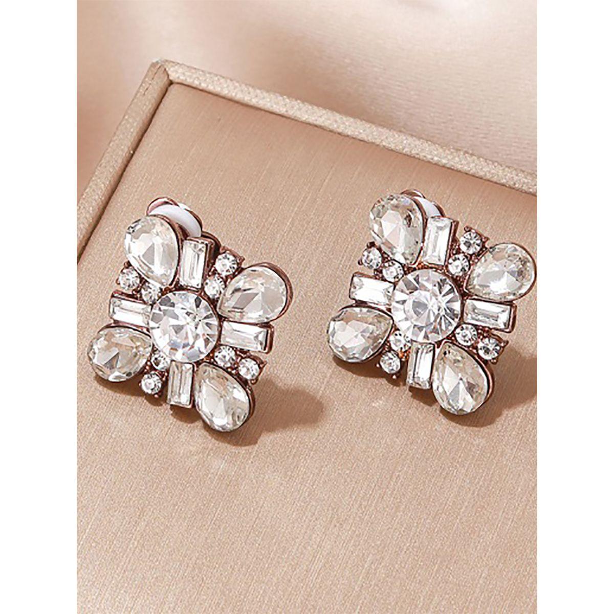 Styli Embellished Faux Crystal Stud Earrings-women-watchesandjewellery-jewellery-earrings-image-4