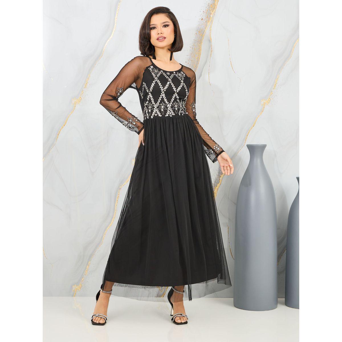 Styli Embellished Mesh A-Line Maxi Dress-women-clothing-dresses-image-1