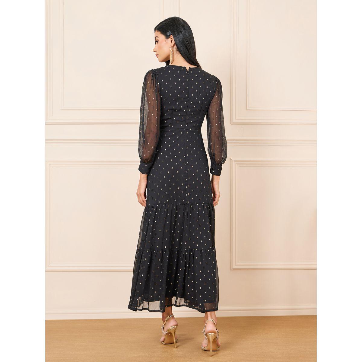 Styli Swiss Dobby Mesh Sleeves Tiered Maxi Dress-women-clothing-dresses-image-4