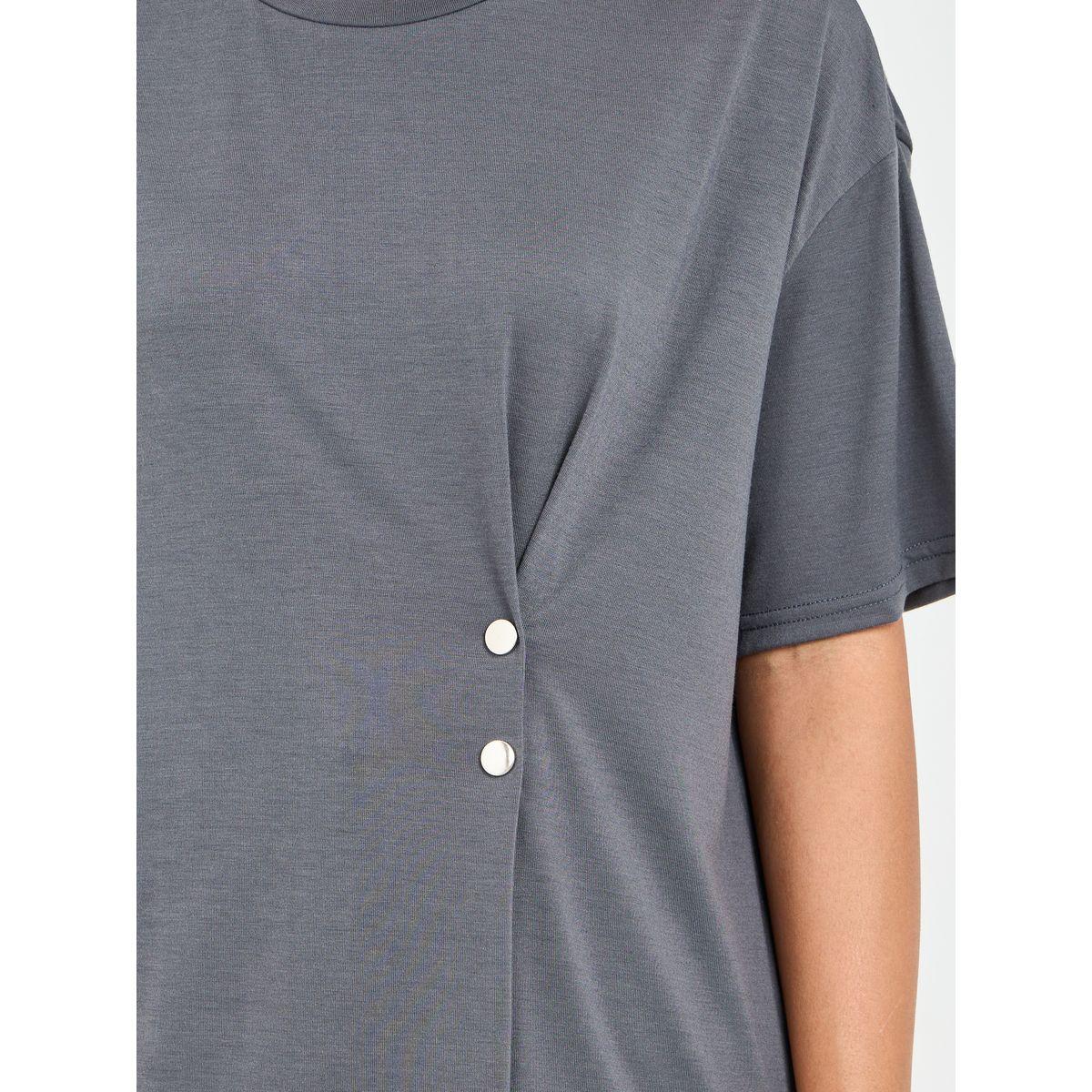 Styli Oversized Button Detail T-Shirt with Short Sleeves-women-clothing-tshirts-image-4