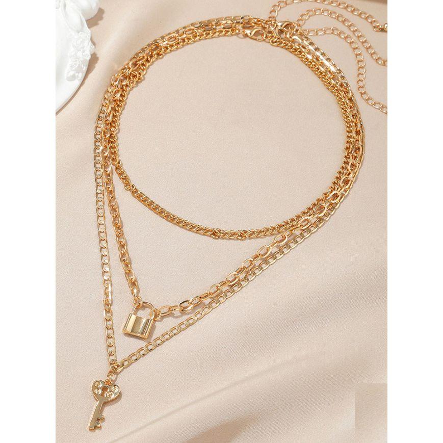 Styli Set of 3 - Key Lock Chain Necklace-women-watchesandjewellery-jewellery-necklacesandpendants-image-1
