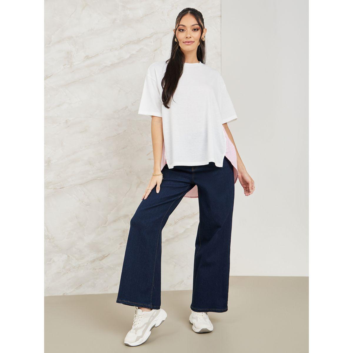 تيشيرت بحافة غير متماثلة الطول-women-clothing-tshirts-image-2
