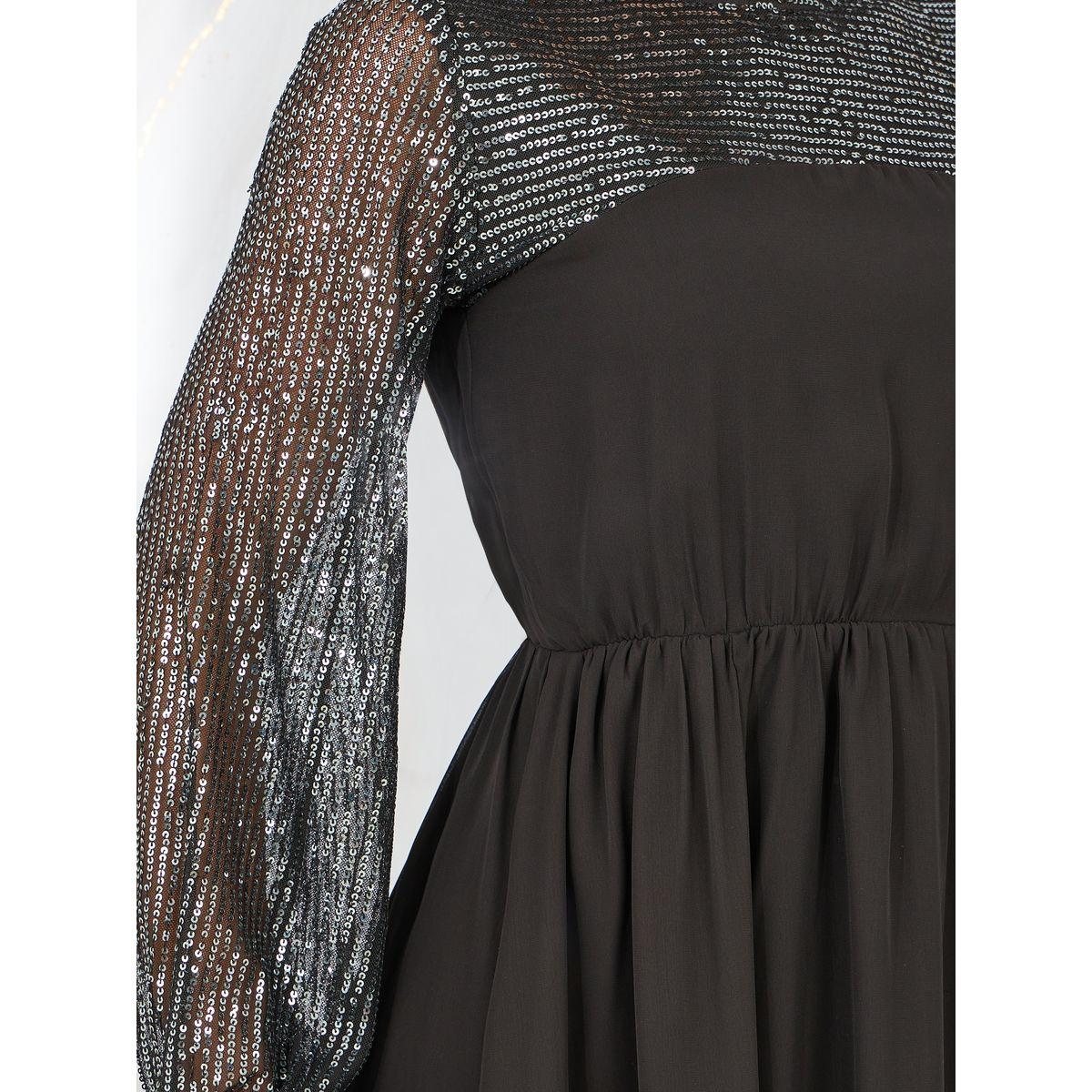 فستان ميدي باكمام طويلة مزينة بالترتر-women-clothing-dresses-image-3