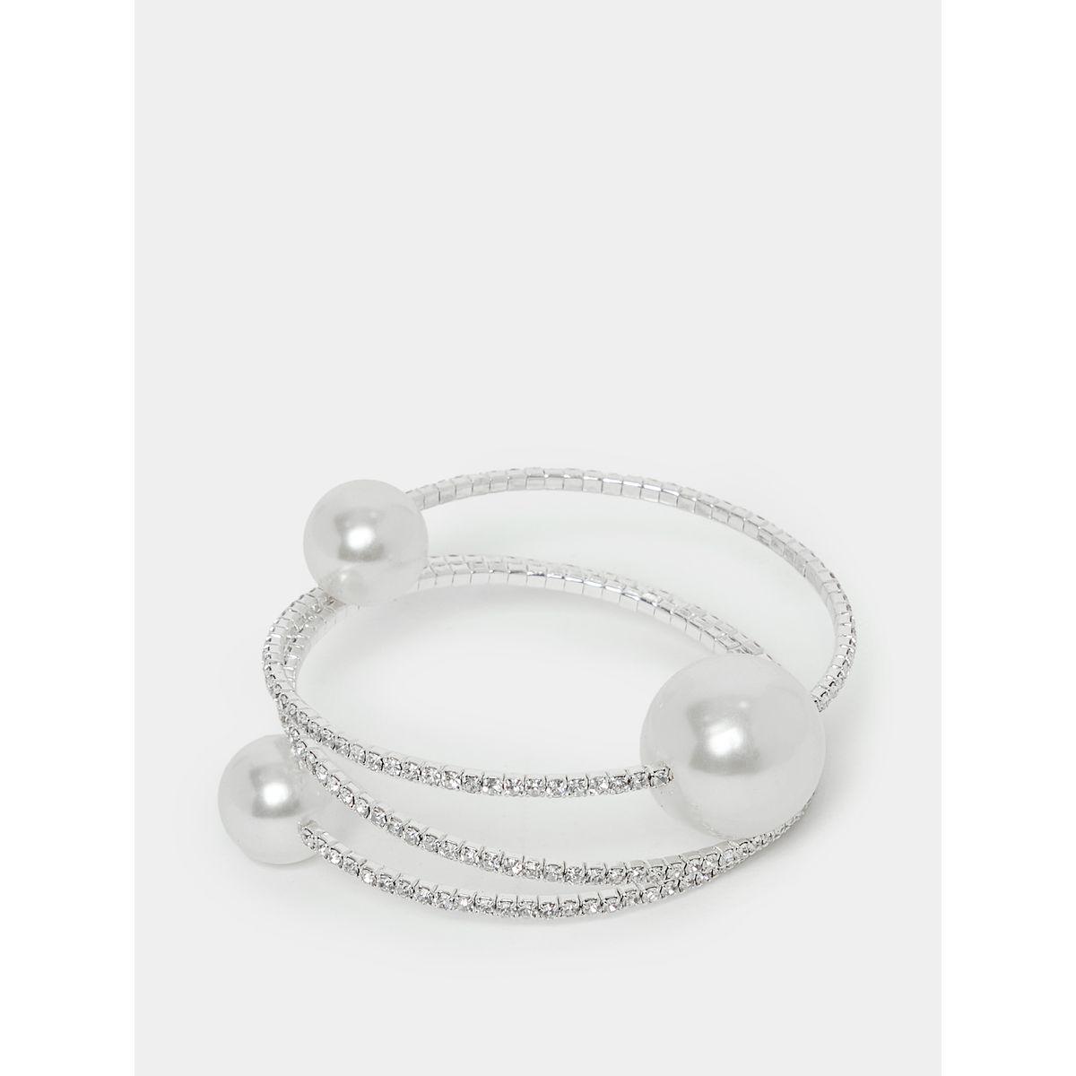 Styli Embellished Spiral Faux Pearl Bangle-women-watchesandjewellery-jewellery-banglesandbracelets-image-1