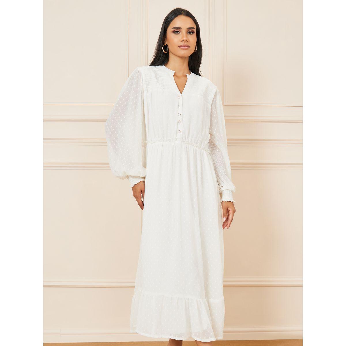 Styli Dobby Long Sleeves A-Line Midi Dress-women-clothing-dresses-image-2