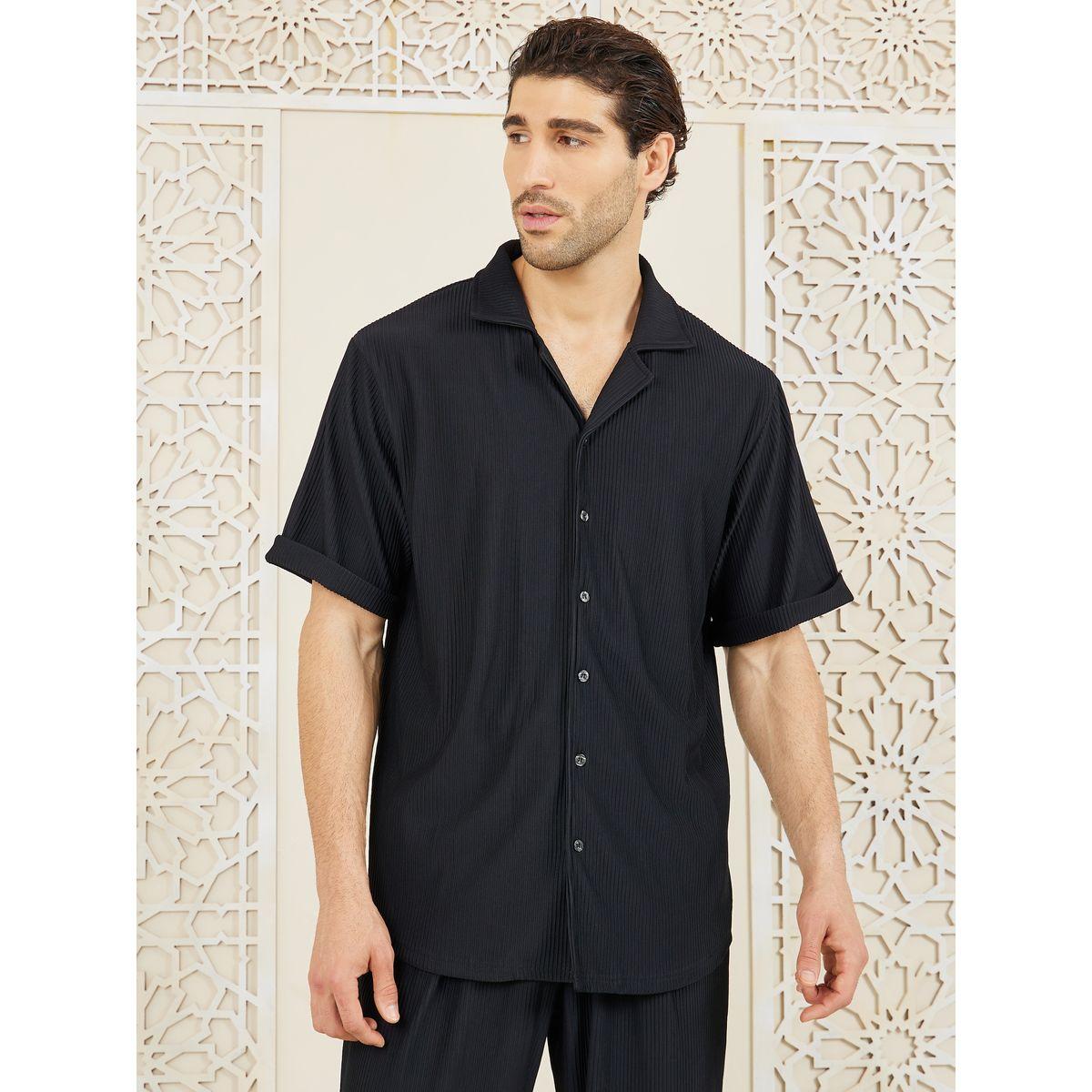 طقم منسق من بنطال وقميص محبوك بقصة مريحة-men-clothing-coordsets-image-2