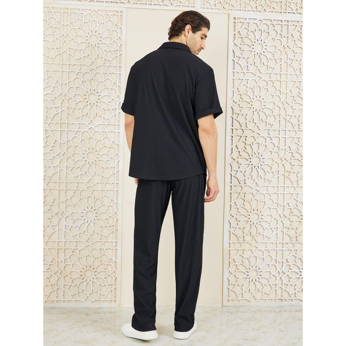 Styli Textured Rib Knit Relaxed Fit Shirt & Pant Co-Ord Set-men-clothing-coordsets-image-5