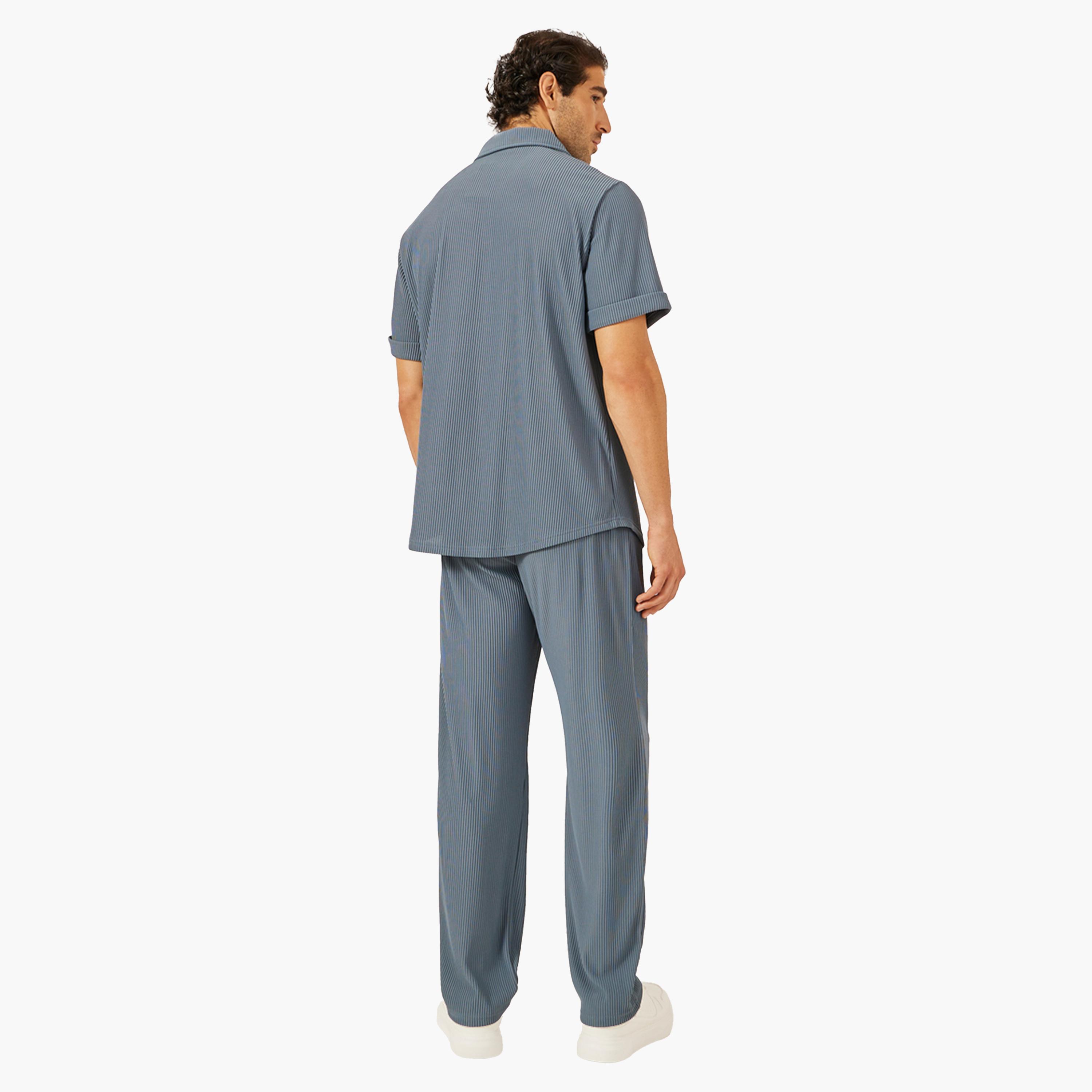 Styli Textured Ribbed Knit Relaxed Fit Shirt and Pants Co-Ords-men-clothing-coordsets-image-4
