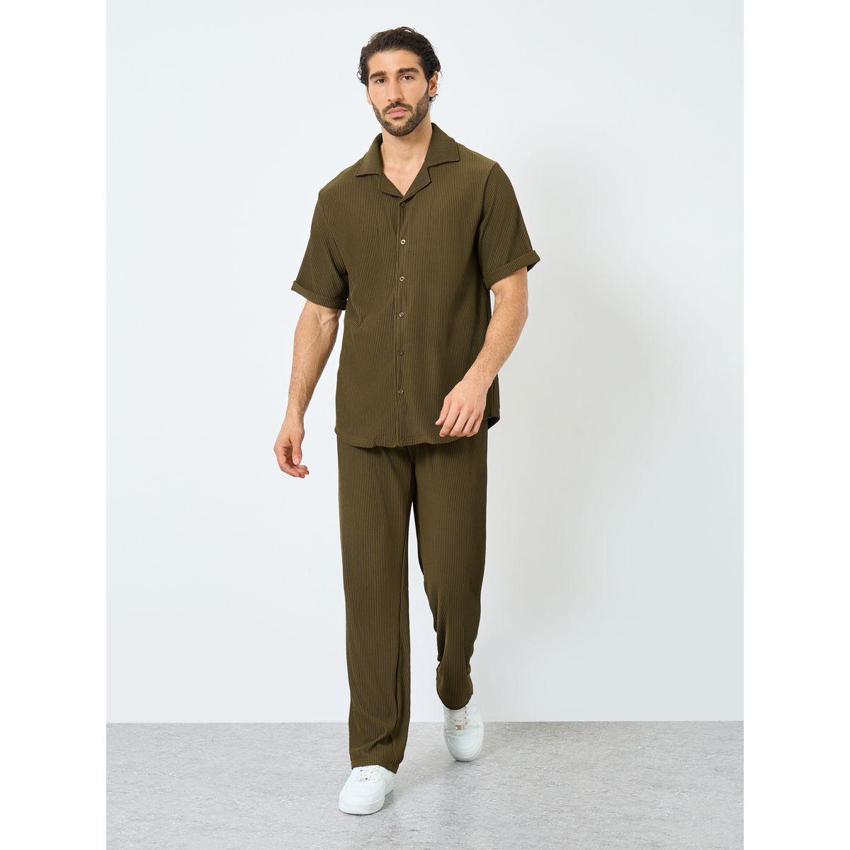Styli Textured Ribbed Knit Relaxed Fit Shirt and Pants Co-Ords-men-clothing-coordsets-image-1