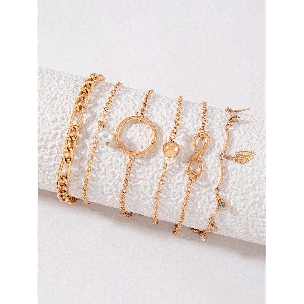 مجموعة من 6 خلاخيل عصرية-women-watchesandjewellery-jewellery-anklets-image-2