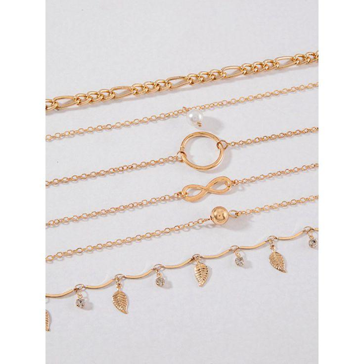 مجموعة من 6 خلاخيل عصرية-women-watchesandjewellery-jewellery-anklets-image-3