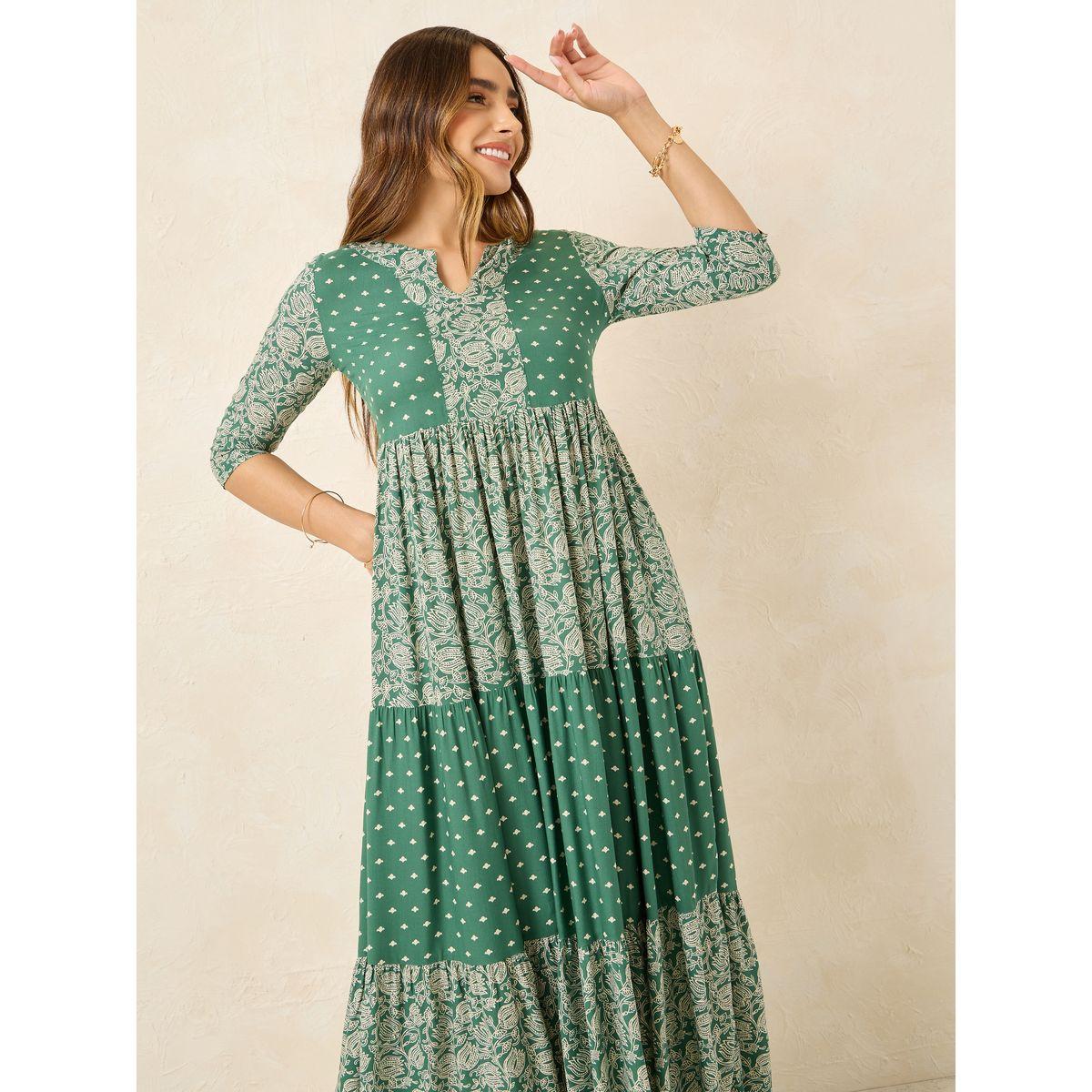 Styli All Over Print V Neck Tiered Maxi Dress-women-clothing-dresses-image-2