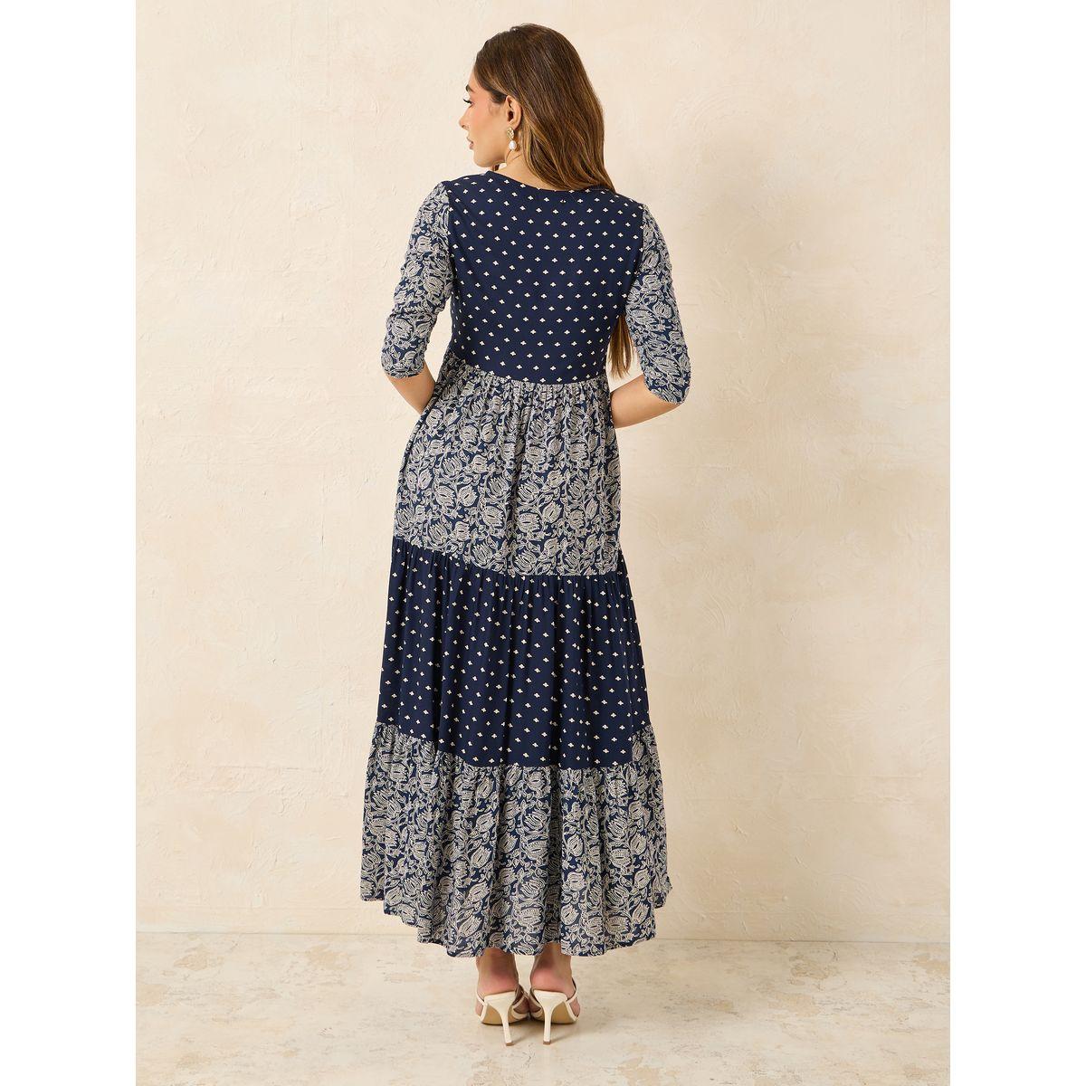 فستان طويل مطبع بالكامل مع كسرات-women-clothing-dresses-image-4