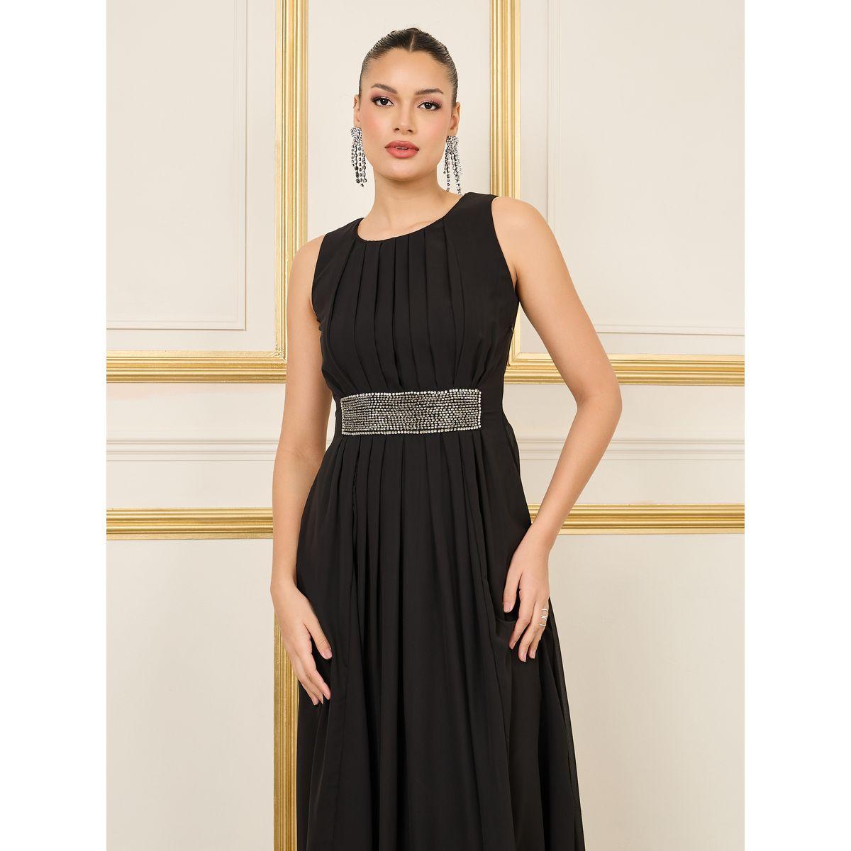 Styli Embellished Waist Pleated A-Line Maxi Dress-women-clothing-dresses-image-2